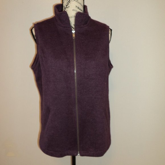 Coldwater Creek Woman's Medium 10/12 Purple Vest Zipper Front Stand Up Collar - Picture 1 of 9